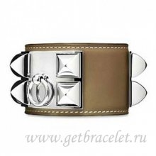 Hermes Collier de Chien Bracelet Taupe With Silver